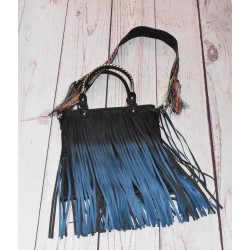 Sac à mains, Franges, Desigual, Zulema Coro, coloris noir et bleu,