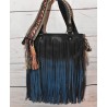 Sac à mains, Franges, Desigual, Zulema Coro, coloris noir et bleu,