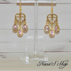 Boucles d' oreilles chandelier, larme cristal, Modèle 1.