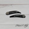 Barrettes Clic-Clac noire, cabochons nacrés