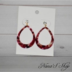 Boucles d'oreilles Gouttes, résine colorée, coloris rouge.