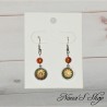 Boucles d'oreilles, petit cabochons et perles colorés, modèle 1.