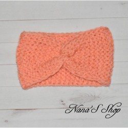 Bandeau twisté, fille, en acrylique, coloris corail,