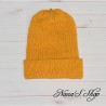 Bonnet fantaisie, réversible, jaune moutarde, uni, modèle Soft,