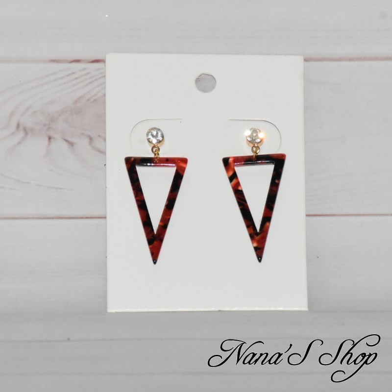 Boucles d'oreilles triangle, en résine, tacheté,