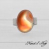 Bague réglable en métal argenté orné d' un cabochon en Agate naturelle, modèle 1.